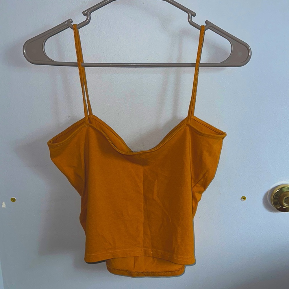 Orange tub/crop top. Size L with spaghetti straps.